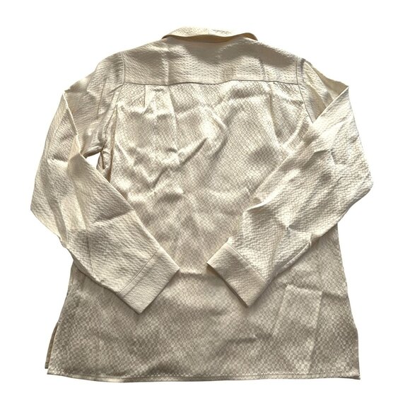 RACHEL COMEY Textured Silk Button Down Shirt in Cream - Picture 2 of 3